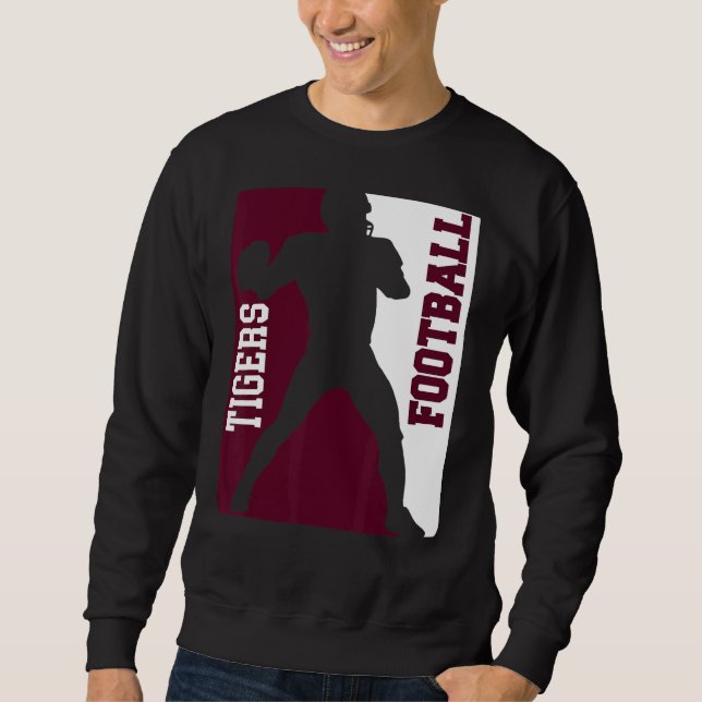 Tigers Football Silhouette Tackle Maroon White Lov Sweatshirt (Front)