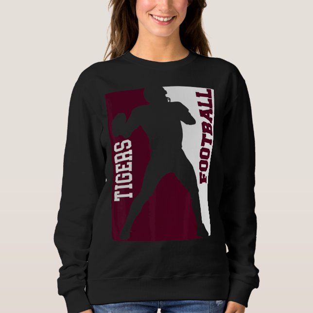 Tigers Football Silhouette Tackle Maroon White Lov Sweatshirt (Front)