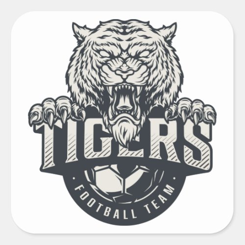 Tigers Football Team Square Sticker