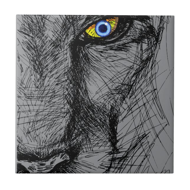 Tiger's Gaze Ceramic Tile (Front)