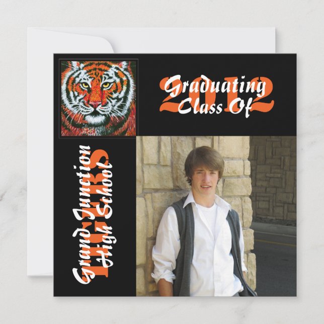 Tigers Graduation Announcement with photo (Front)