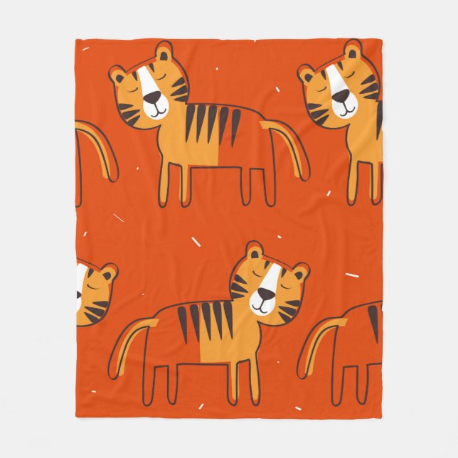 Tigers, hand drawn backdrop. Colorful seamless pat Fleece Blanket (Front)