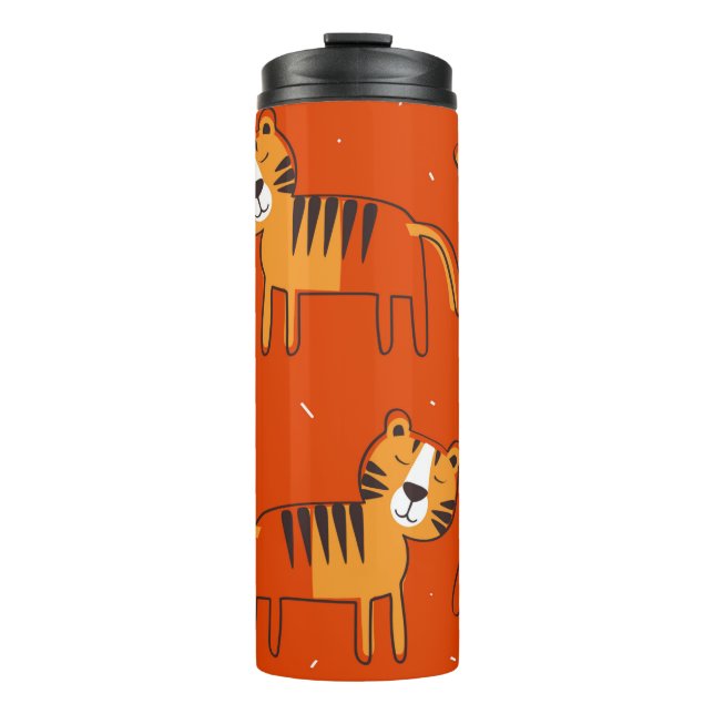 Tigers, hand drawn backdrop. Colorful seamless pat Thermal Tumbler (Front)