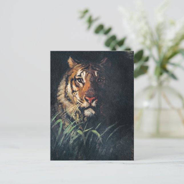 Tiger's Head, fine art painting, Postcard (Standing Front)