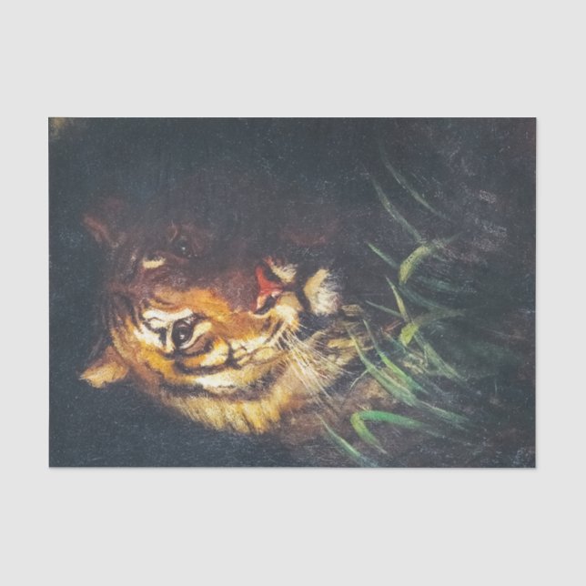 Tiger's Head painting by Abbott Handerson Thayer Tissue Paper (Front)