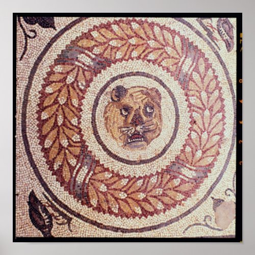 Tigers head Roman mosaic early 4th century Poster