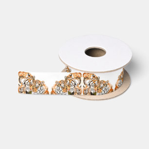 Tigers Hug - Family - Painting Satin Ribbon