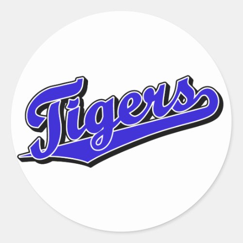 Tigers in Blue Classic Round Sticker