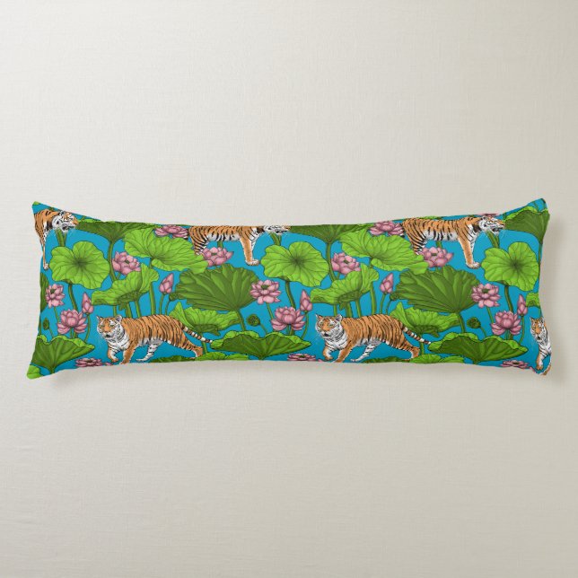 Tigers in the pink lotus pond body pillow (Front)