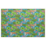 Tigers in the pink lotus pond fabric