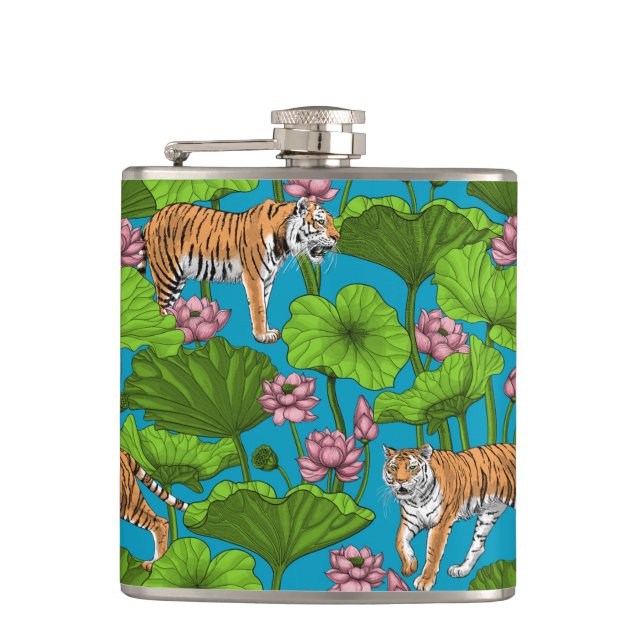 Tigers in the pink lotus pond flask (Front)