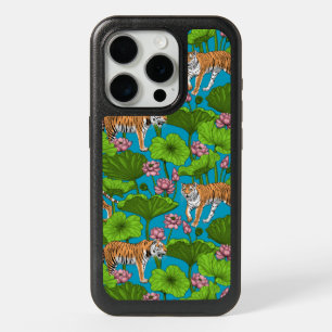 Tigers in the pink lotus pond iPhone 15 pro case