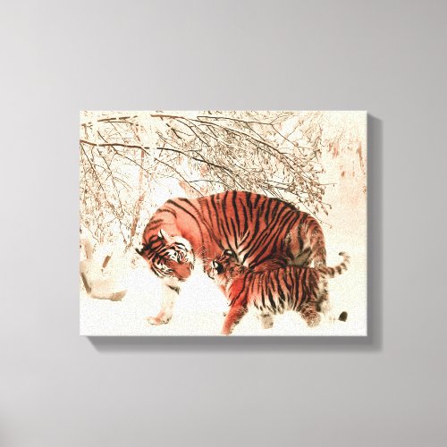 Tigers in the Snow Canvas Print