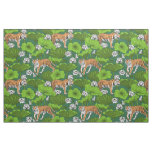 Tigers in the white lotus pond fabric