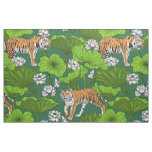 Tigers in the white lotus pond fabric