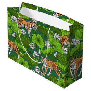 Tigers in the white lotus pond large gift bag