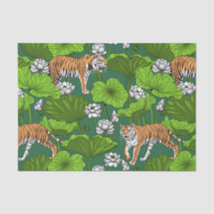 Tigers in the white lotus pond tissue paper