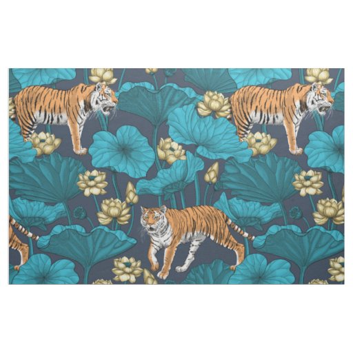 Tigers in the yellow lotus pond fabric
