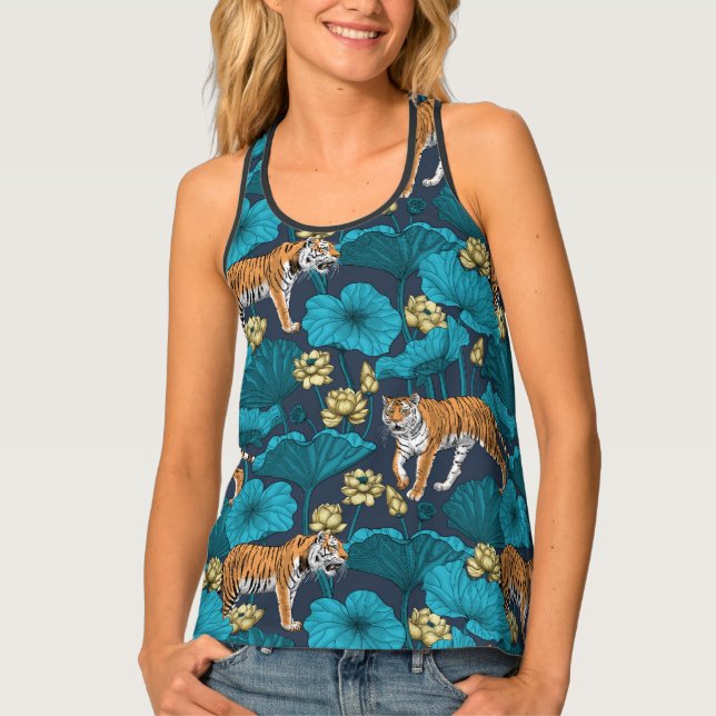 Tigers in the yellow lotus pond tank top (Front)