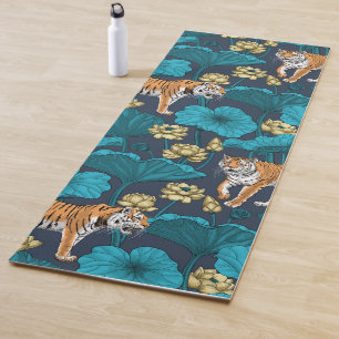 Tigers in the yellow lotus pond yoga mat