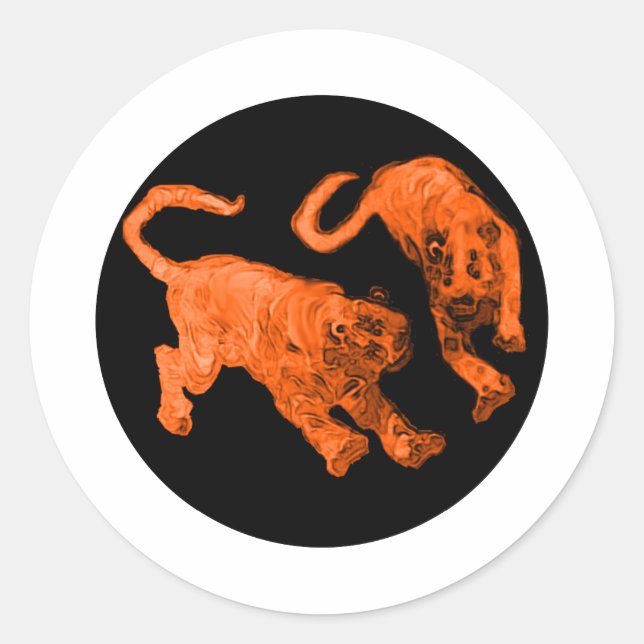 Tigers jGibney The MUSEUM Zazzle Classic Round Sticker (Front)