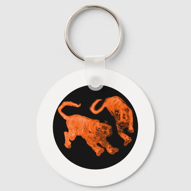 Tigers jGibney The MUSEUM Zazzle Keychain (Front)