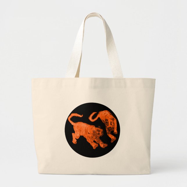 Tigers jGibney The MUSEUM Zazzle Large Tote Bag (Front)