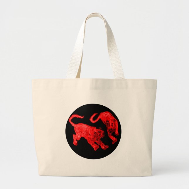 Tigers jGibney The MUSEUM Zazzle Large Tote Bag (Front)