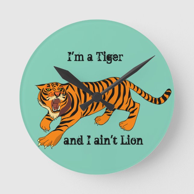 Tigers, Lions and Puns Round Clock (Front)