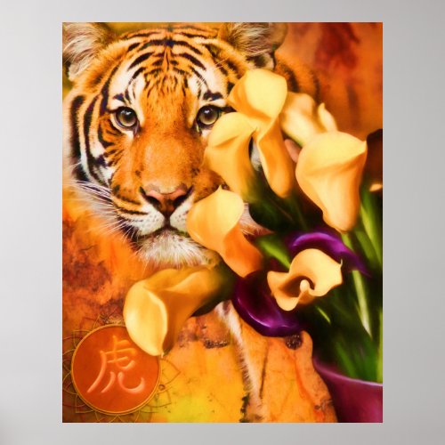 TIGERS LOVE FLOWERS POSTER