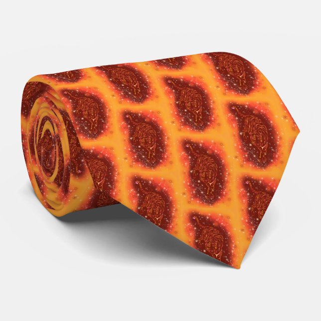Tigers Neck Tie Running In Galaxy Starry Night (Rolled)