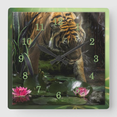 TIGERS NEED WILD PEACE SQUARE WALL CLOCK