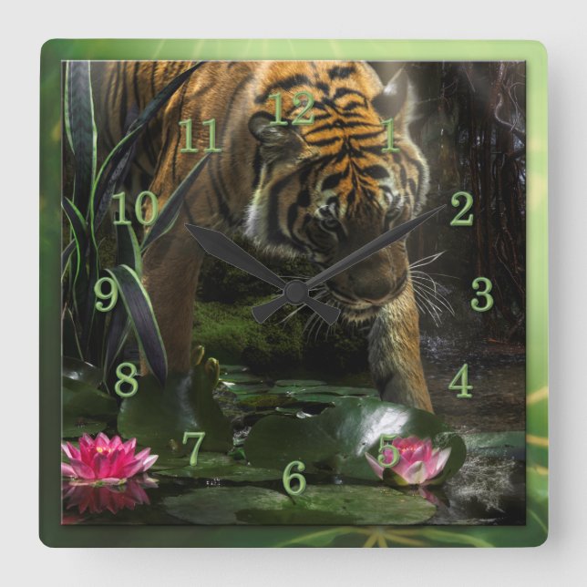 TIGERS NEED WILD PEACE SQUARE WALL CLOCK (Front)