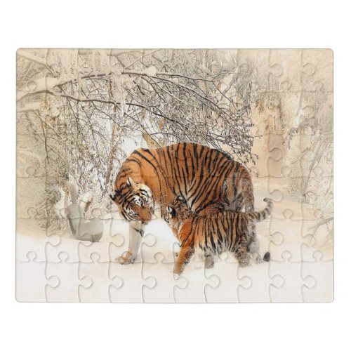 tigers on snow jigsaw puzzle