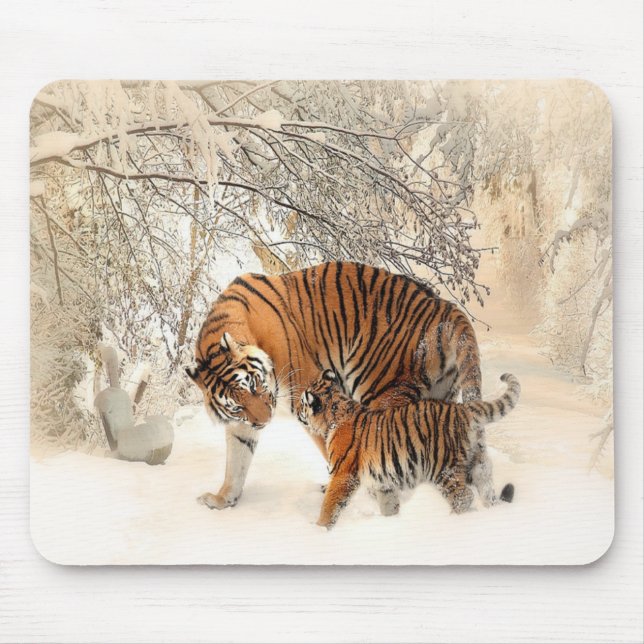 tigers on snow mouse pad (Front)
