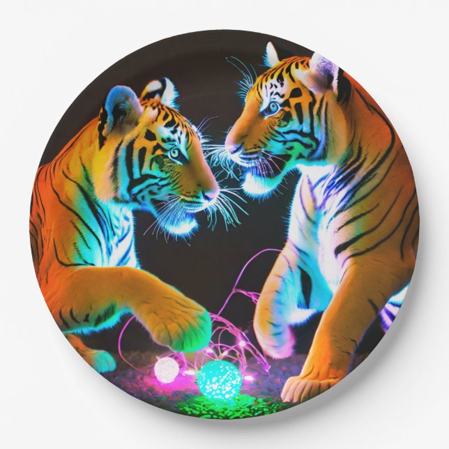 Tigers Paper Plates, 9" Round Paper Plate (Front)