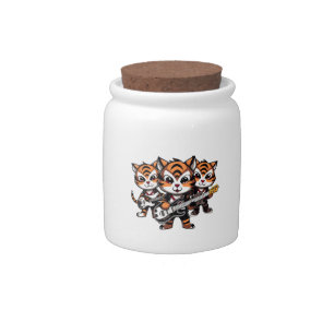 Tigers Playing Band Candy Jar