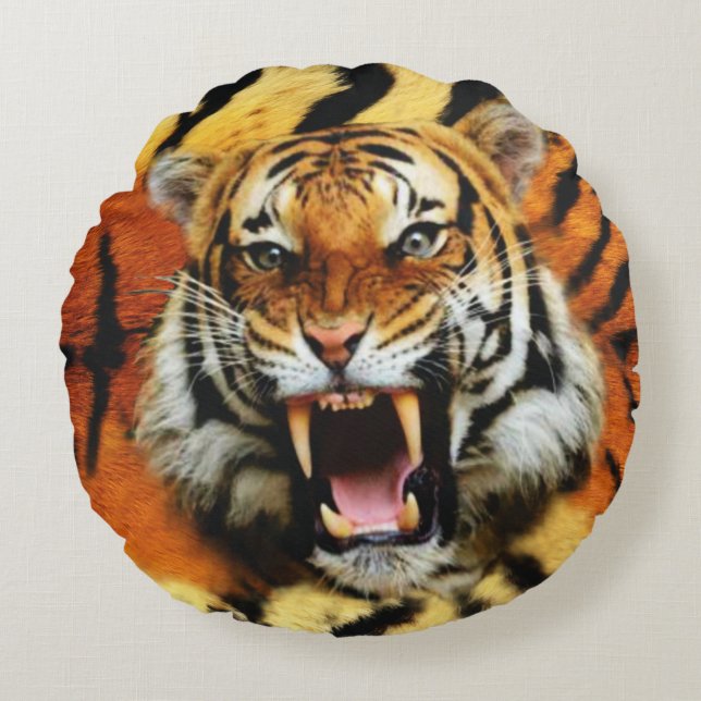 Tiger's Roar Round Pillow (Front)