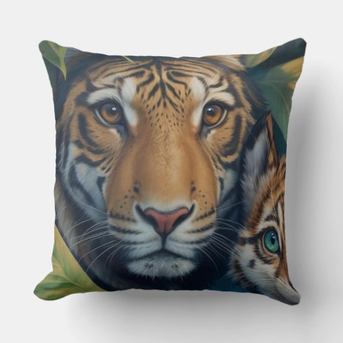  Tigers Tender Gaze _ Wildlife Haven Pillo Throw Pillow