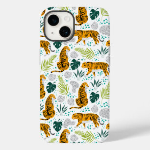 Tigers & Tropical Leaves Pattern Case-Mate iPhone 14 Case