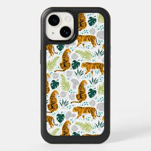 Tigers & Tropical Leaves Pattern OtterBox iPhone 14 Case