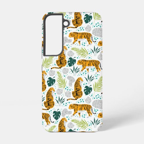 Tigers  Tropical Leaves Pattern Samsung Galaxy S22 Case