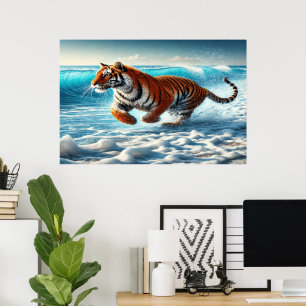 Tiger's Wild Ocean Pursuit Poster