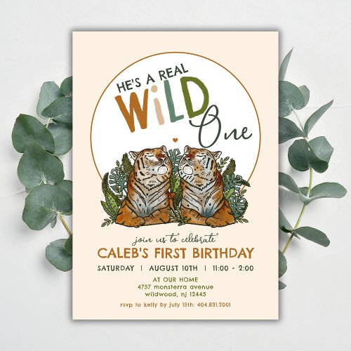Tigers Wild One First 1st Birthday  Invitation