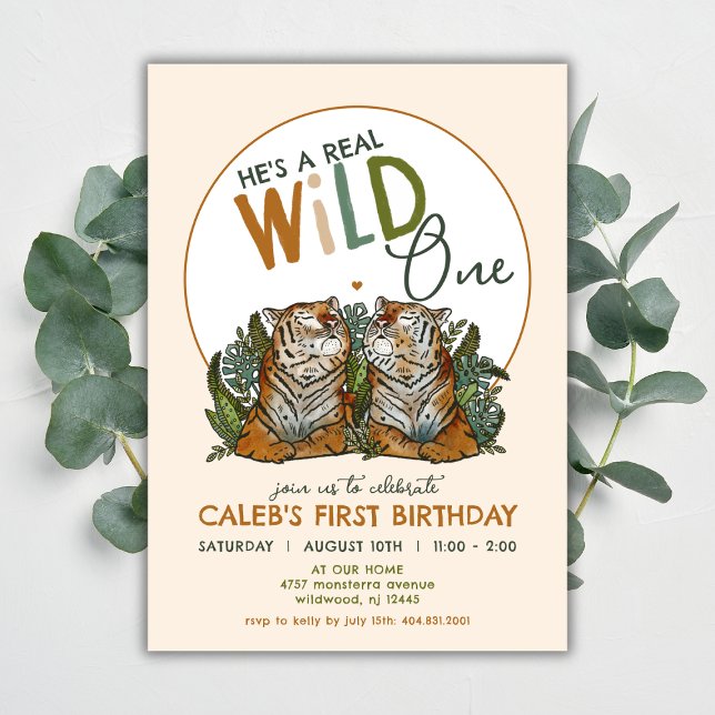 Tigers Wild One First 1st Birthday  Invitation (Creator Uploaded)