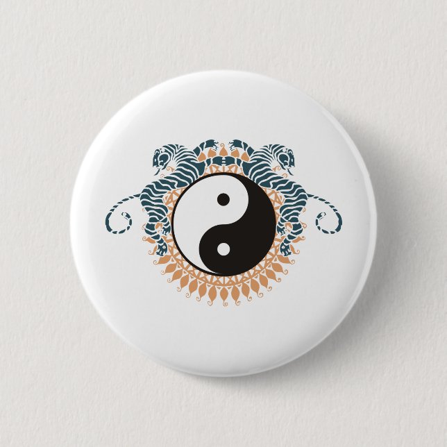 Tigers & Yin Yang Button (Front)