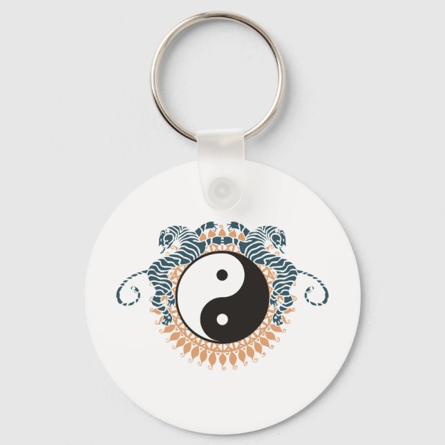 Tigers & Yin Yang Keychain (Front)