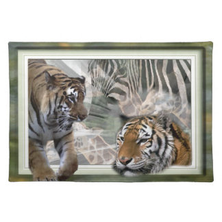 Tigers, Zebra,Giraffe, Primitive Jungle Placemat