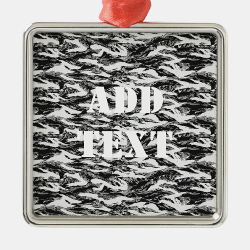 Tigerstripe Urban Camouflage _ Black  Grey Metal Ornament