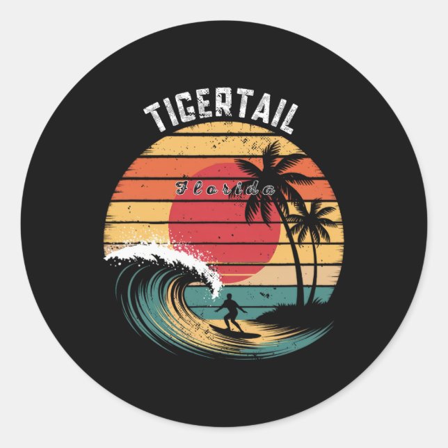 Tigertail Beach Florida Beach Surfing  Classic Round Sticker (Front)